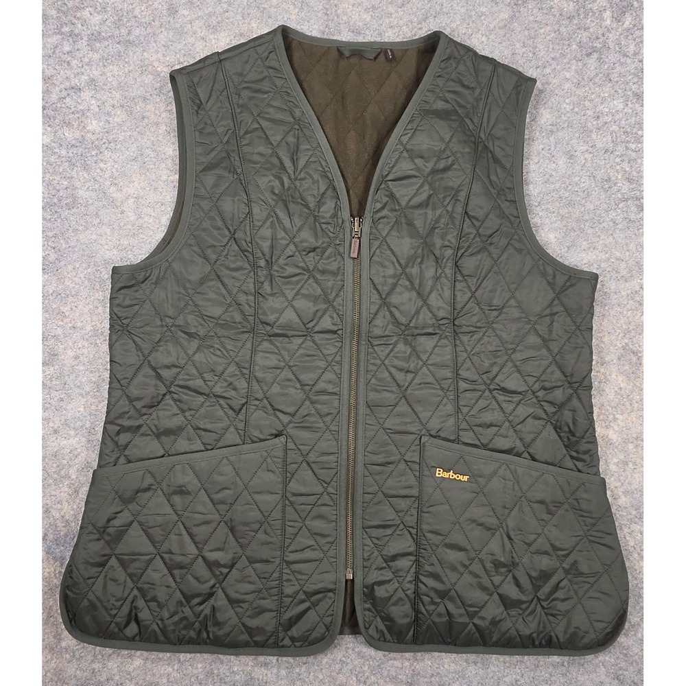 Barbour Betty Liner Quilted Fleece Lined Vest Green LLI0003 Womens Size 16